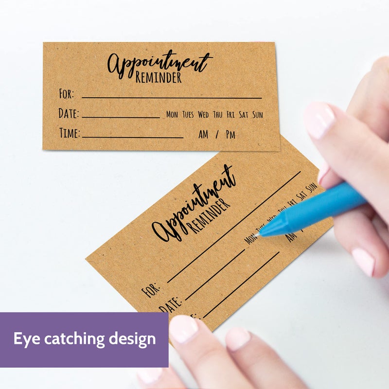 T MARIE 200 Appointment Reminder Cards - Kraft Style for Business, Hair Salon, Dental Office, Massage Therapist, Grooming, Hairdresser, Medical Doctors and More - Bulk Pack of Your Next Appointment Cards â€¦ - Image 2